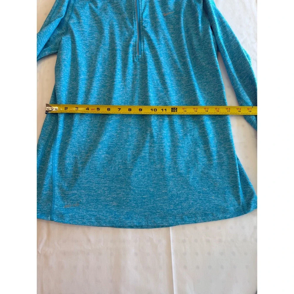 Nike Dri-FIT Womens‎ L Blue Heathered Quarter Zip Running Pullover Top